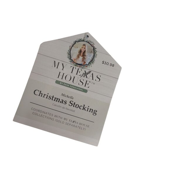 My Texas House 20 inch White Velvet Christmas Stocking - Picture 3 of 5